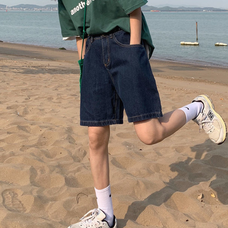 Kratke hlače Ženske traper široke S-5XL Ljetne jednostavne Višeslojne vintage studente Dizajn visokog struka Moda u korejskom stilu Dnevne udobne