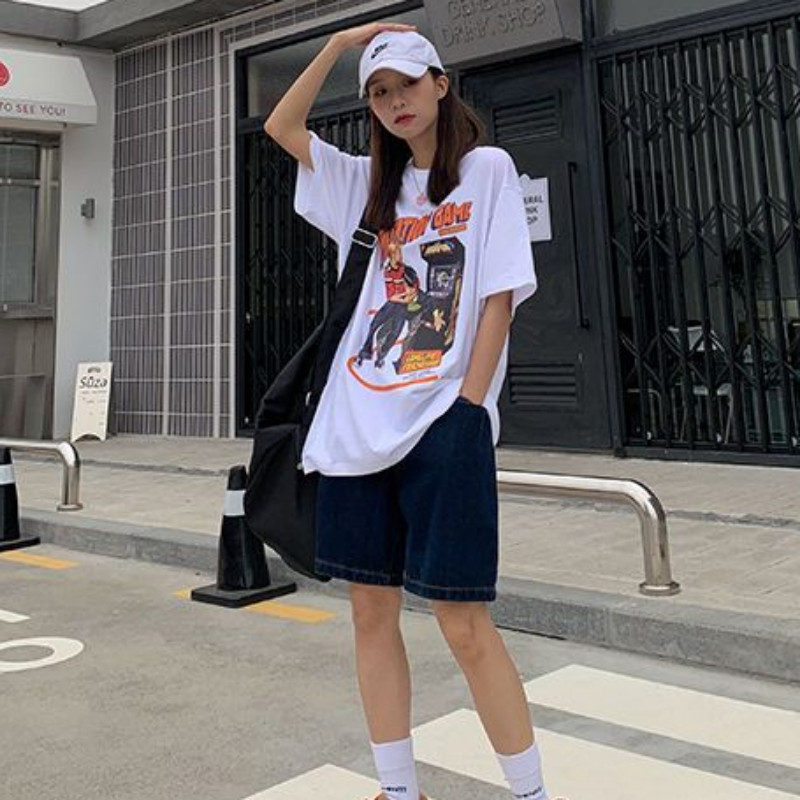 Kratke hlače Ženske traper široke S-5XL Ljetne jednostavne Višeslojne vintage studente Dizajn visokog struka Moda u korejskom stilu Dnevne udobne