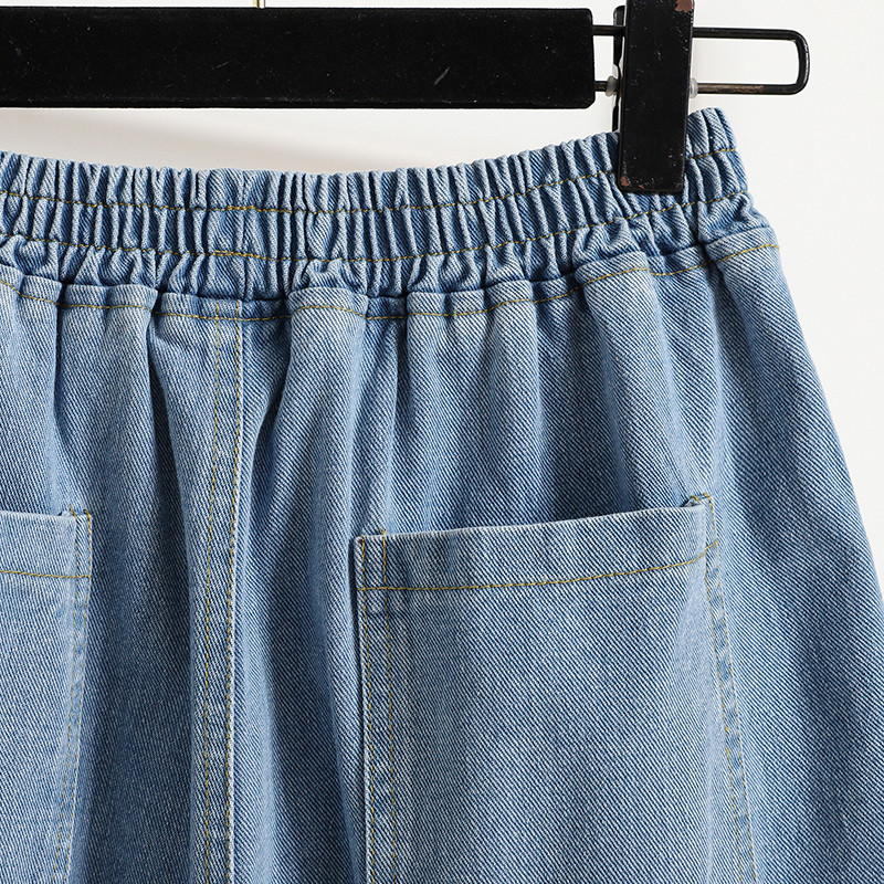 Široke traper kratke hlače za žene Ljeto 2024. Novi dolasci Visoki struk Veliki džepovi Plave traperice Kratke hlače Ležerne hlače Hlače