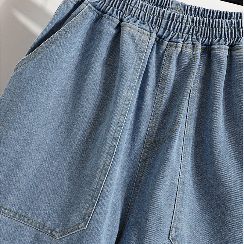 Široke traper kratke hlače za žene Ljeto 2024. Novi dolasci Visoki struk Veliki džepovi Plave traperice Kratke hlače Ležerne hlače Hlače