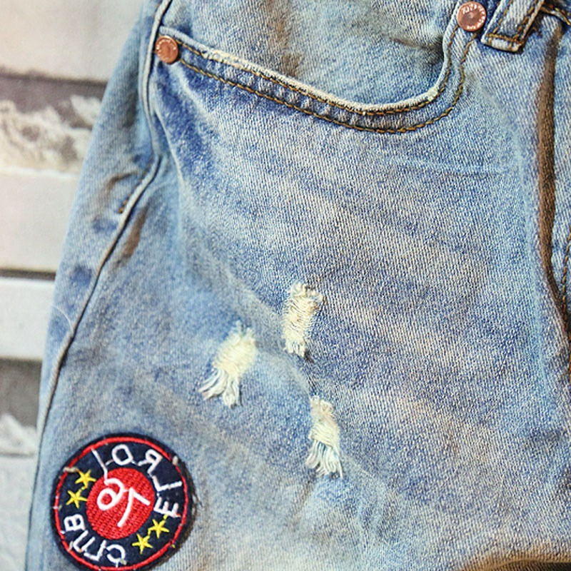 Summer Casual Punk Style Luxury Ripped Washed Jeans Ανδρικό τζιν σορτς με λεπτό κέντημα Patch Πλυμένο τζιν σορτς για άνδρες