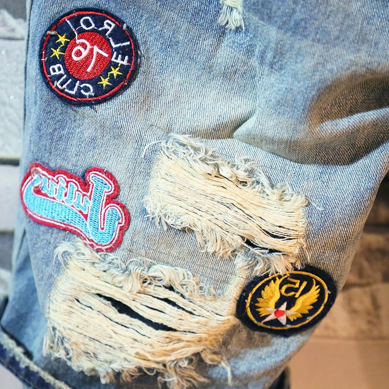 Summer Casual Punk Style Luxury Ripped Washed Jeans Ανδρικό τζιν σορτς με λεπτό κέντημα Patch Πλυμένο τζιν σορτς για άνδρες