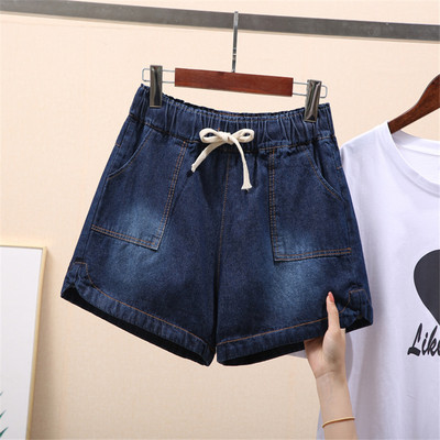 S-7xl Oversize Ležerne traper kratke hlače Ženske široke ljetne traperice na vezanje Modne elastične hlače visokog struka Cortos kratke Vaqueros