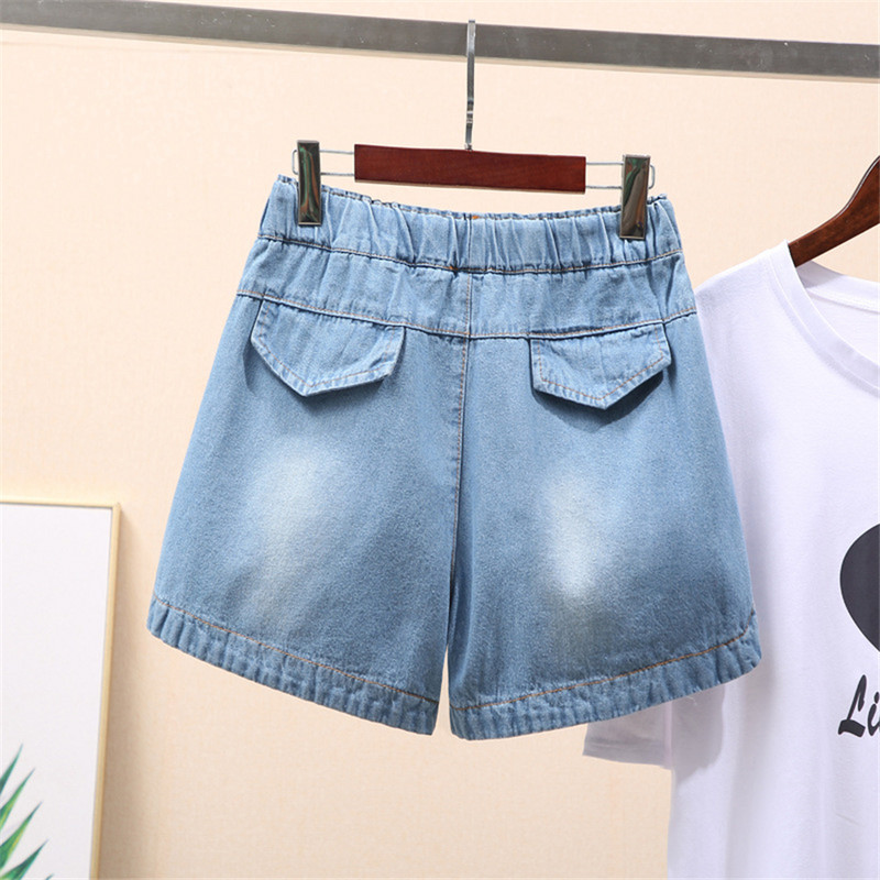 S-7xl Oversize Ležerne traper kratke hlače Ženske široke ljetne traperice na vezanje Modne elastične hlače visokog struka Cortos kratke Vaqueros