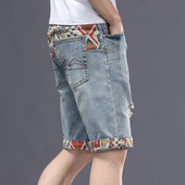 2024 Elastične kratke traper hlače s pet točaka muške ljetne korejske verzije s vezom labave ravne uske ležerne korejske verzije