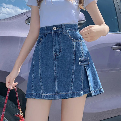 Modne traper kratke hlače visokog struka Ženske ljetne dizajnerske široke jeans kratke hlače Lažne dvodijelne traperice s podstavom Plave hlače