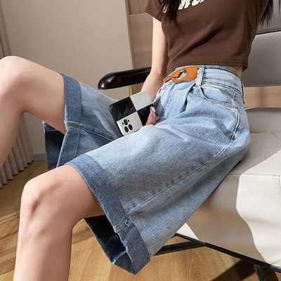 Kratke traper hlače Ženske do koljena Ljeto 2023. Široke S-3XL Manžete visokog struka Harajuku Vintage Clothing Moda Uni-match Daily Mujer