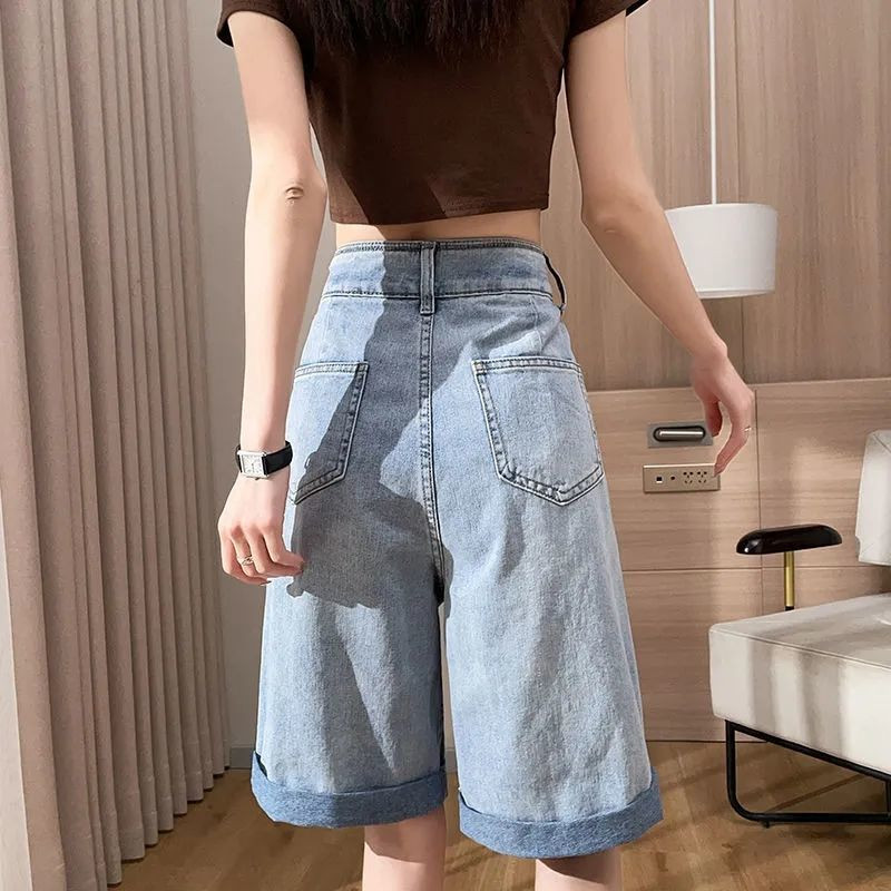 Kratke traper hlače Ženske do koljena Ljeto 2023. Široke S-3XL Manžete visokog struka Harajuku Vintage Clothing Moda Uni-match Daily Mujer