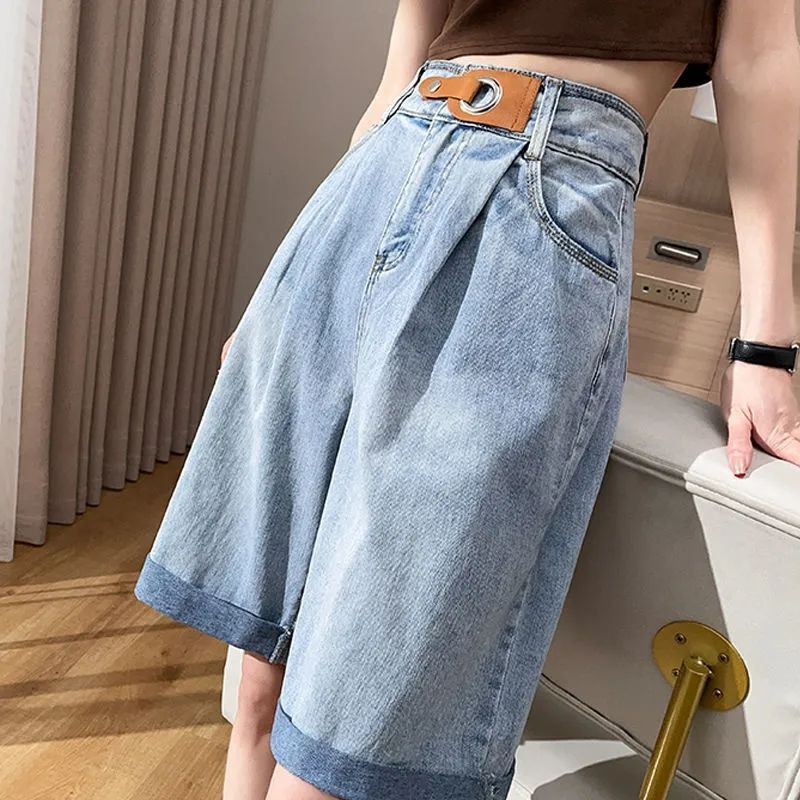 Kratke traper hlače Ženske do koljena Ljeto 2023. Široke S-3XL Manžete visokog struka Harajuku Vintage Clothing Moda Uni-match Daily Mujer