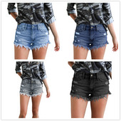 Ljetne ženske poderane traper kratke hlače visokog struka 2022. Modne seksi rastezljive traperice s prorezima s kićankama S-2XL isporuka u paketu