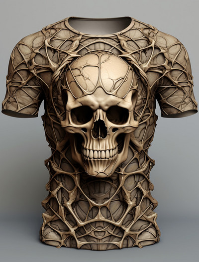 Vintage majica kratkih rukava za muškarce Horror Undead Spider Skull Pattern 3D Printed Oversize T-shirt kratkih rukava Modna muška odjeća