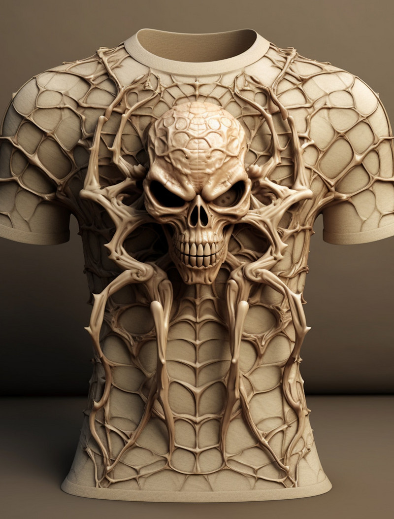 Vintage majica kratkih rukava za muškarce Horror Undead Spider Skull Pattern 3D Printed Oversize T-shirt kratkih rukava Modna muška odjeća