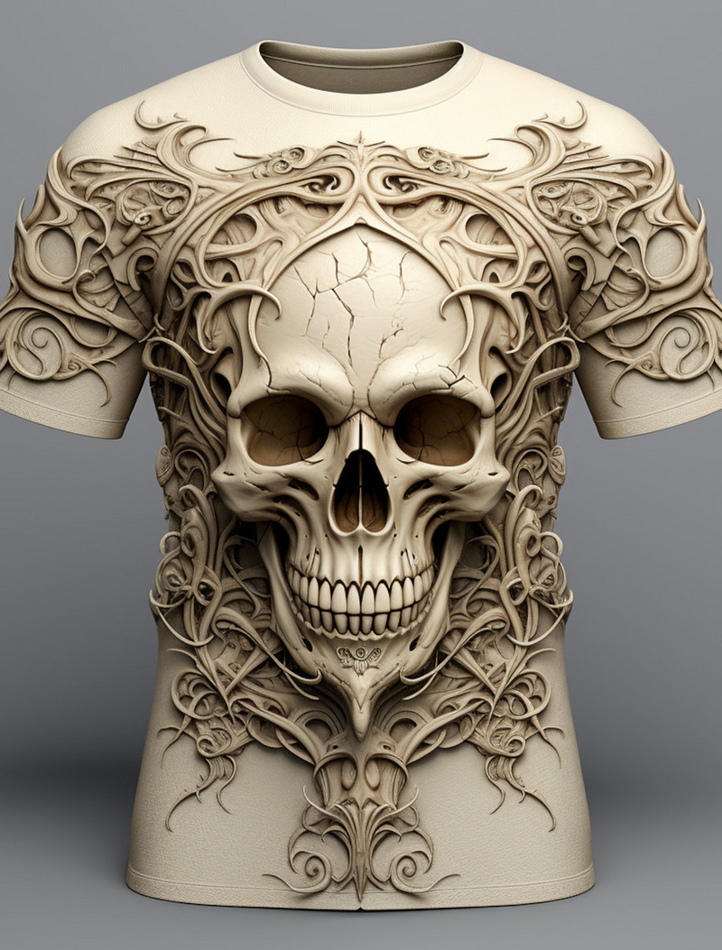 Vintage majica kratkih rukava za muškarce Horror Undead Spider Skull Pattern 3D Printed Oversize T-shirt kratkih rukava Modna muška odjeća