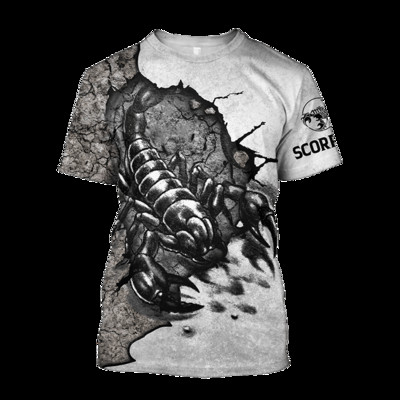 Ljetna muška majica sa životinjama, kratkih rukava, 3D print, smiješne majice s škorpionom, modna ležerna muška sportska majica, velika muška odjeća