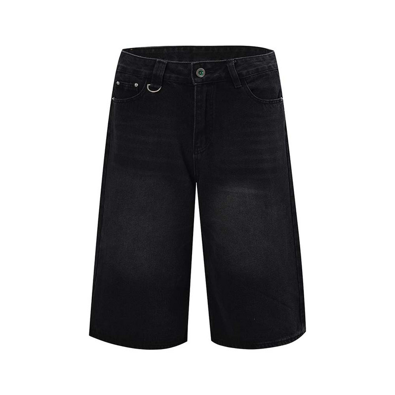 Hip Hop Black Jorts Street Wear Baggy Jeans Lühikesed püksid Meeste Suured laiad säärte Denim Põlvpüksid Suurus S-XXL
