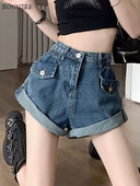 S-5XL sieviešu šorti, brīvi retro džinsa korejiešu stila pamata modes brīvā laika pavadīšana ikdienā, vienkārši vasaras impērijas studenti.