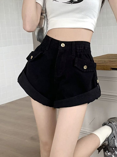 S-5XL sieviešu šorti, brīvi retro džinsa korejiešu stila pamata modes brīvā laika pavadīšana ikdienā, vienkārši vasaras impērijas studenti.