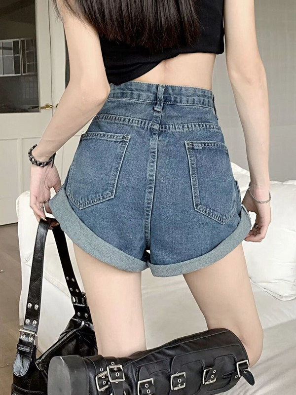 S-5XL sieviešu šorti, brīvi retro džinsa korejiešu stila pamata modes brīvā laika pavadīšana ikdienā, vienkārši vasaras impērijas studenti.