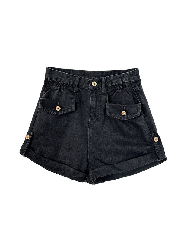 Modes krokotās džinsa šorti sievietēm ar augstu vidukli ar platu A līniju šorti, 2024. gada vasaras ikdienas bikses, sieviešu ielas apģērbs