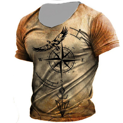 Vintage kompas majica kratkih rukava muška 3d print navigacija kompas muška majica s okruglim izrezom kratkih rukava prevelike majice Homme 6xl Camiseta