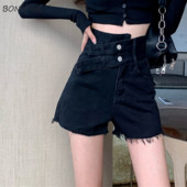 Σορτς Γυναικεία Leisure Vintage Ρετρό S-5XL Κορεατικού στυλ Feminino Καλοκαιρινό Σχέδιο Κυρίαρχο Ψηλόμεσο Μοντέρνο Κουμπί All-Match