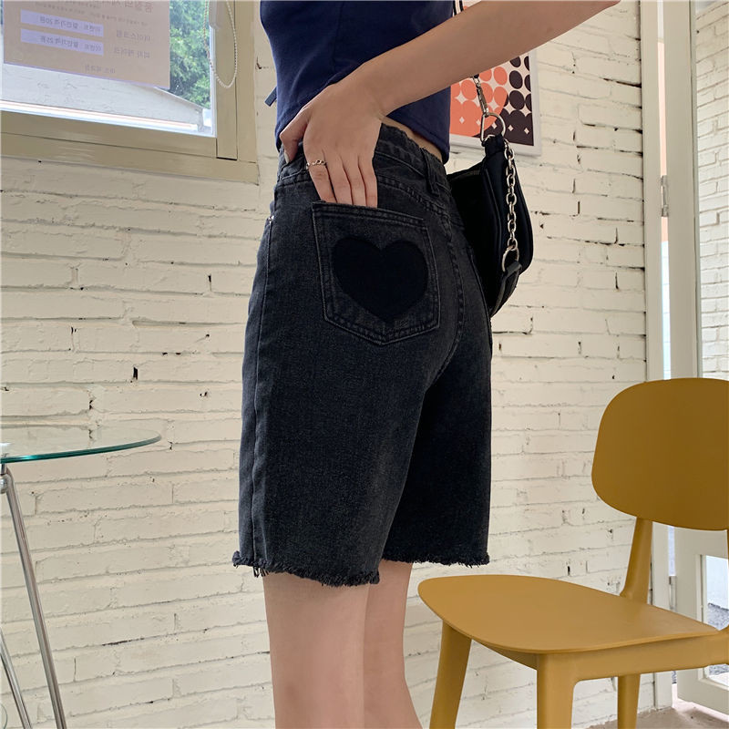 Naiste teksapüksid Retro disainiga südamega saledad Harajuku teismelised Hipster S-5XL Kuumad tüdrukud kõrge vöökohaga naised Populaarsed noored