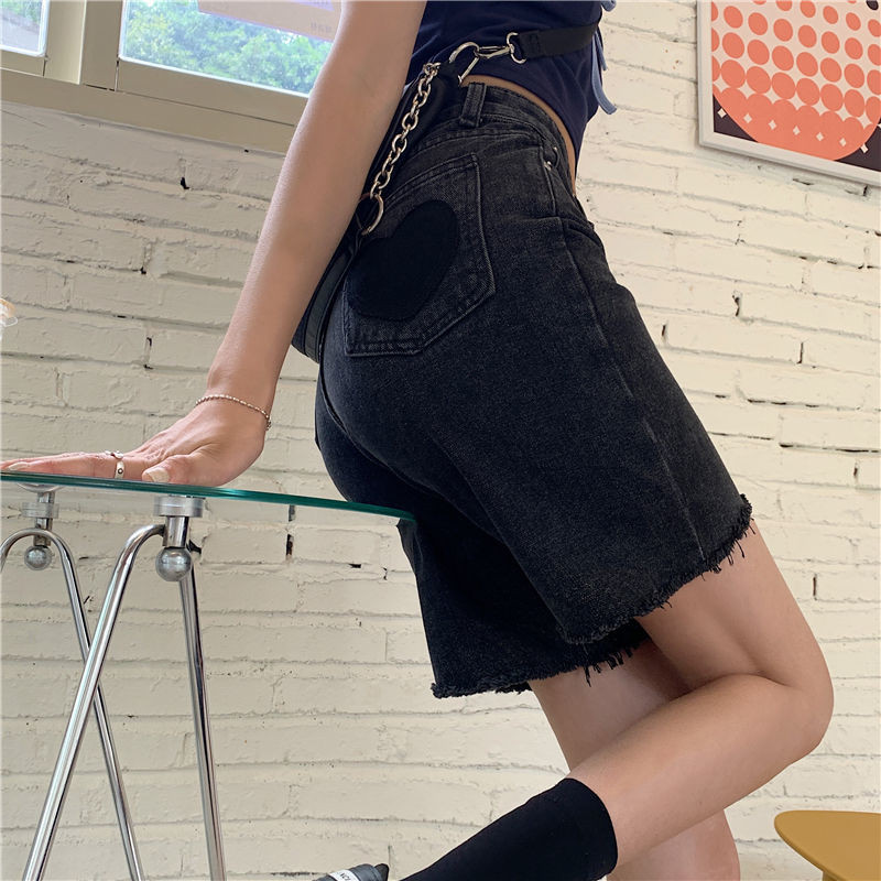 Naiste teksapüksid Retro disainiga südamega saledad Harajuku teismelised Hipster S-5XL Kuumad tüdrukud kõrge vöökohaga naised Populaarsed noored