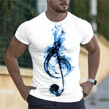 Модна извънгабаритна мъжка тениска Музикална 3d тениска Черно бяло улично облекло Ежедневно лятно мъжко облекло с къс ръкав Парти тениски Топове
