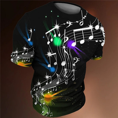 Modna prevelika muška majica s glazbom 3d majica s kratkim rukavima Crno-bijela ulična odjeća Ležerna odjeća kratkih rukava Ljetna muška odjeća Top majice za zabave