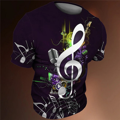 Modna prevelika muška majica s glazbom 3d majica s kratkim rukavima Crno-bijela ulična odjeća Ležerna odjeća kratkih rukava Ljetna muška odjeća Top majice za zabave