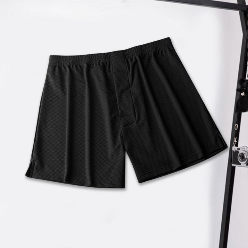 Vidutinio aukščio elastingas juosmuo ledinis šilkas, kvėpuojantis skylutėmis Miegimo šortai Vyriški vasaros laisvalaikio trumpos pižamos kelnės