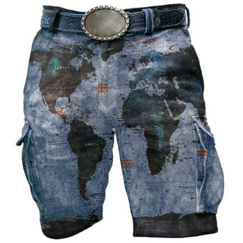 Ретро летни мъжки дънкови къси панталони Graffiti Split, дънки с дупки, панталони голям размер 5, шорти, мъжки маркови дрехи
