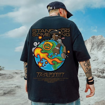 Férfi pamut rövid ujjú póló nyári túlméretes bő és légáteresztő grafikus edzőtermi Wild Streetwear Y2k Harajuku Goth ruhák