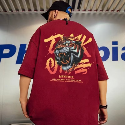 Férfi pamut rövid ujjú póló nyári túlméretes bő és légáteresztő grafikus edzőtermi Wild Streetwear Y2k Harajuku Goth ruhák