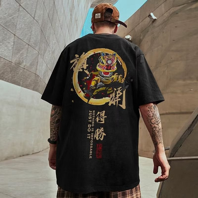 Férfi pamut rövid ujjú póló nyári túlméretes bő és légáteresztő grafikus edzőtermi Wild Streetwear Y2k Harajuku Goth ruhák