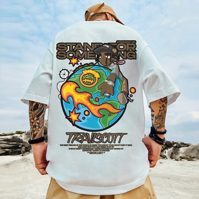 Férfi pamut rövid ujjú póló nyári túlméretes bő és légáteresztő grafikus edzőtermi Wild Streetwear Y2k Harajuku Goth ruhák