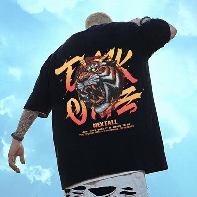 Férfi pamut rövid ujjú póló nyári túlméretes bő és légáteresztő grafikus edzőtermi Wild Streetwear Y2k Harajuku Goth ruhák