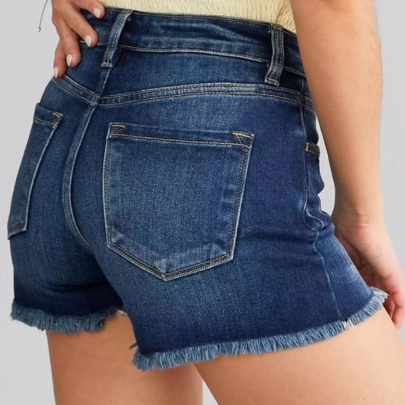 Ljeto 2024. Nove ženske traper kratke hlače s visokim strukom, modne uske, seksi rastezljive traperice s resicama, ležerne uske kratke hlače S-2XL