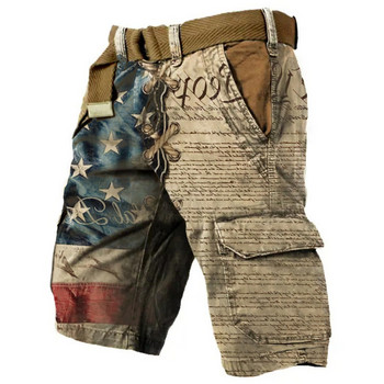 Горещи продавани мъжки дънки, тенденции за улично бягане, 3D дигитални шорти на открито, широки дънкови шорти, военни панталони, полево обучение