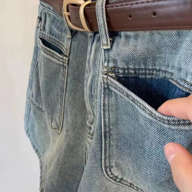 Klasiskas, īsas sieviešu kabatas, kas brauc uz darbu, džinsu audums Harajuku, brīvs, elegants vasaras plāns korejiešu S-5XL vienkāršs High Street birojs jauneklīgs