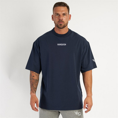 Bő férfi póló nyári alkalmi pamut kerek nyakú, rövid ujjú póló felső divat kocogó futó edzés fitness sportruházat