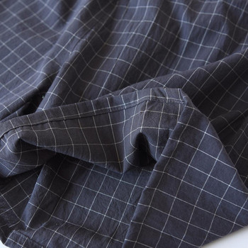1 комплект пижама Комплект меки къси ръкави Ежедневни тънки удобни облекла за спане Памучни решетки Мъжки домашни дрехи Ежедневно облекло