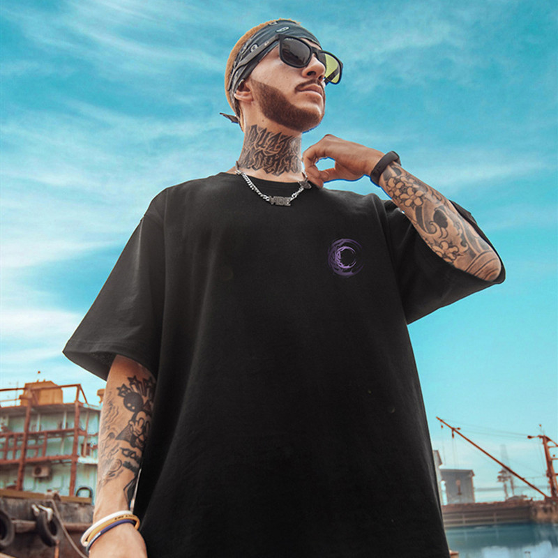 Vīriešu 100% tīras kokvilnas ikdienas T-krekls ar īsām piedurknēm vasaras lielizmēra elpojošs gotisks estētisks tops, Y2k dūriens Harajuku apģērbs