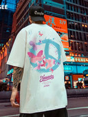 Vasaras jauns brīvs T-krekls ar īsām piedurknēm vīriešu modes brīva apdruka, liela 8XL hiphopa pāra apģērbs ar puspiedurknēm kokvilnas tops