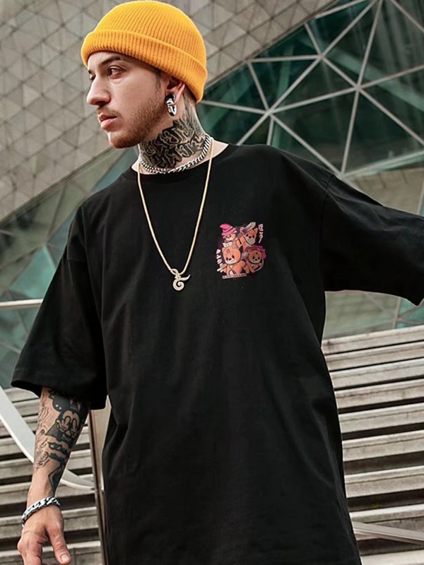 Vasaras jauns brīvs T-krekls ar īsām piedurknēm vīriešu modes brīva apdruka, liela 8XL hiphopa pāra apģērbs ar puspiedurknēm kokvilnas tops