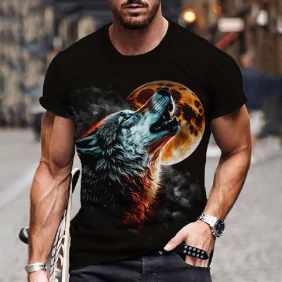 Vilka T-krekls 3D digitālā dzīvnieku apdruka Graphic camisa hombre Causal Tees Īsas piedurknes Ērts Pulovers Tops Vīriešu Apģērbs