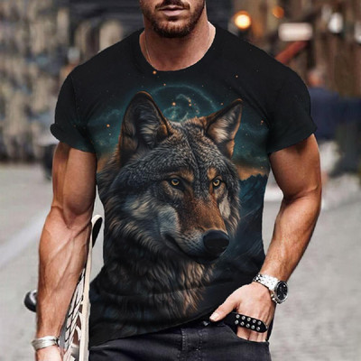 Vilka T-krekls 3D digitālā dzīvnieku apdruka Graphic camisa hombre Causal Tees Īsas piedurknes Ērts Pulovers Tops Vīriešu Apģērbs