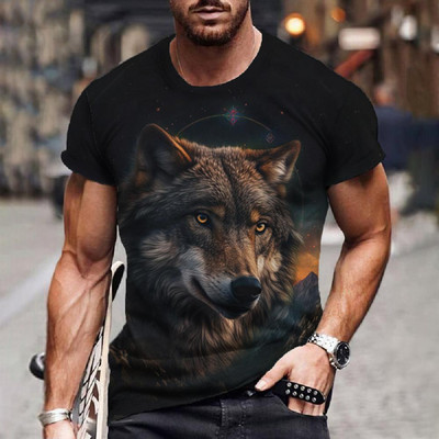Vilka T-krekls 3D digitālā dzīvnieku apdruka Graphic camisa hombre Causal Tees Īsas piedurknes Ērts Pulovers Tops Vīriešu Apģērbs