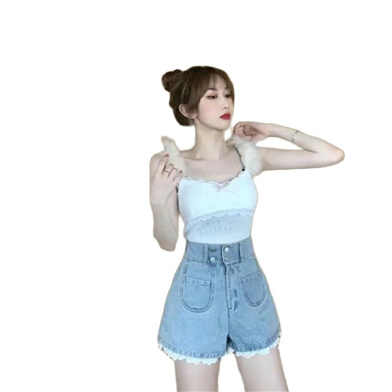 Ljetne poderane traperice, kratke femme ležerne donjice s dijamantnim kićankama visokog struka za žene, traper kratke hlače, ženska odjeća, moda