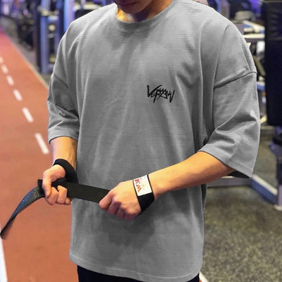 Tricou casual pentru bărbați, din bumbac, respirabil, cu mâneci scurte, tricou sport fitness, tricou fitness